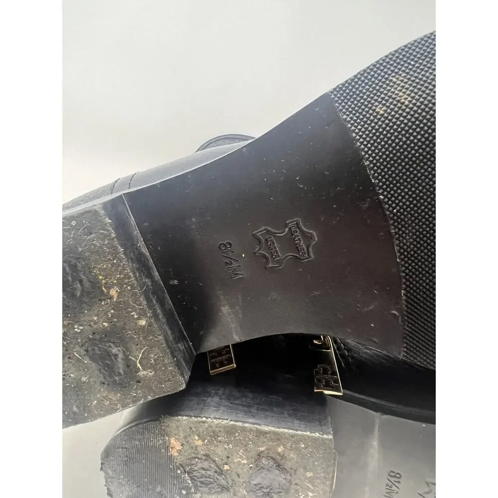 Tory Burch Boots Womens 8.5 M Elena Over‎ The Knee OTK Black Pebbled Leather Zip